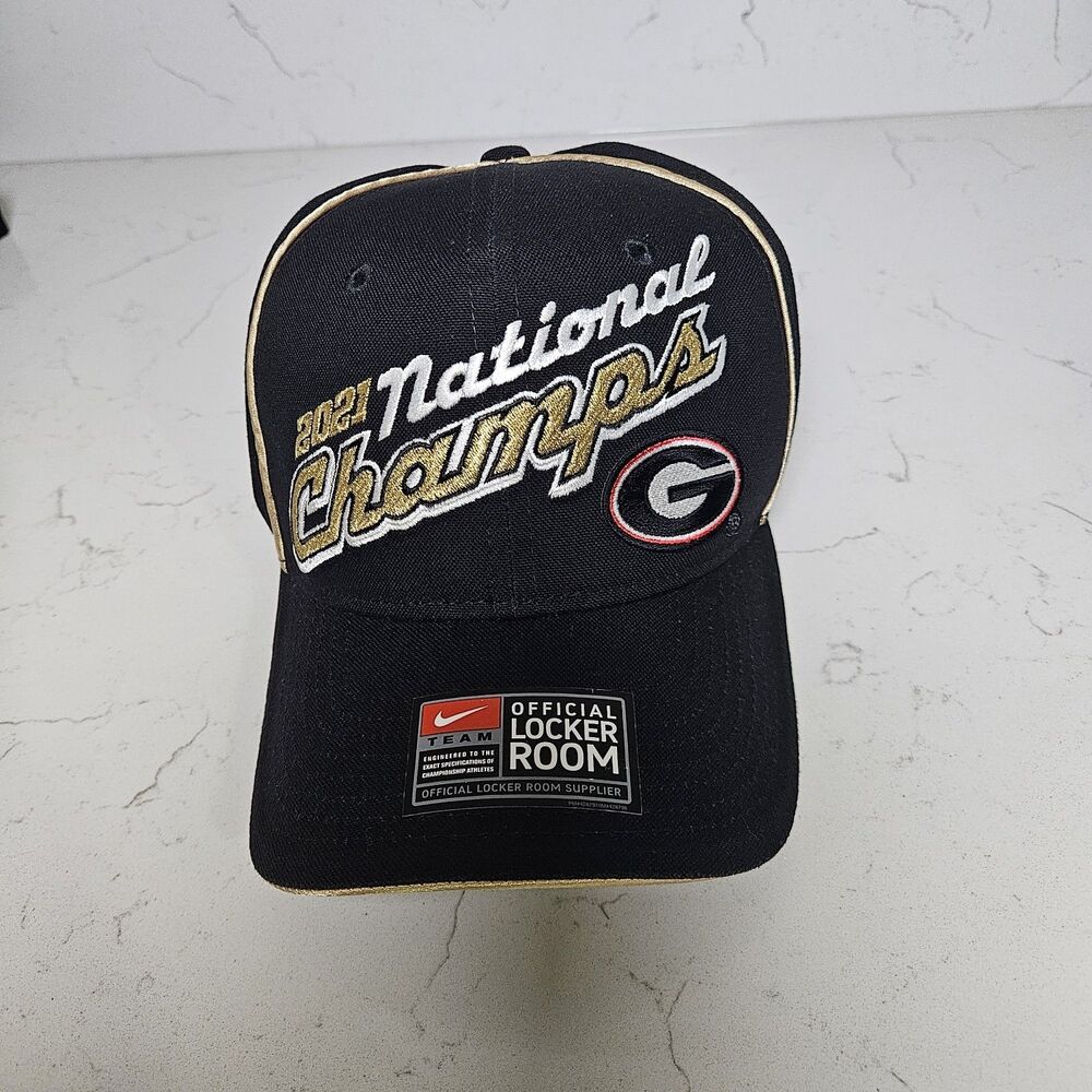 Nike Locker Room Hat Georgia Bulldogs 2021 National Champions Adjustable Black